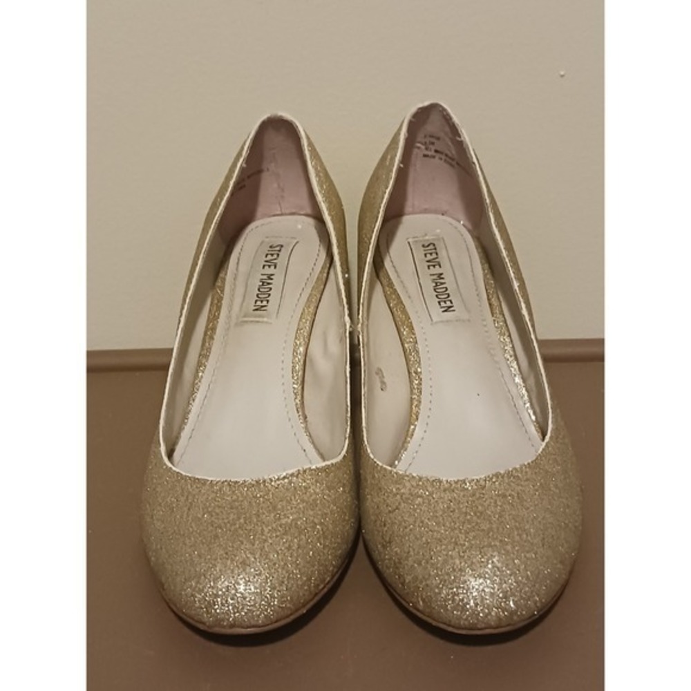 Steve Madden Page Gold Glitter Pump Heels Shoes Size 6.5‎